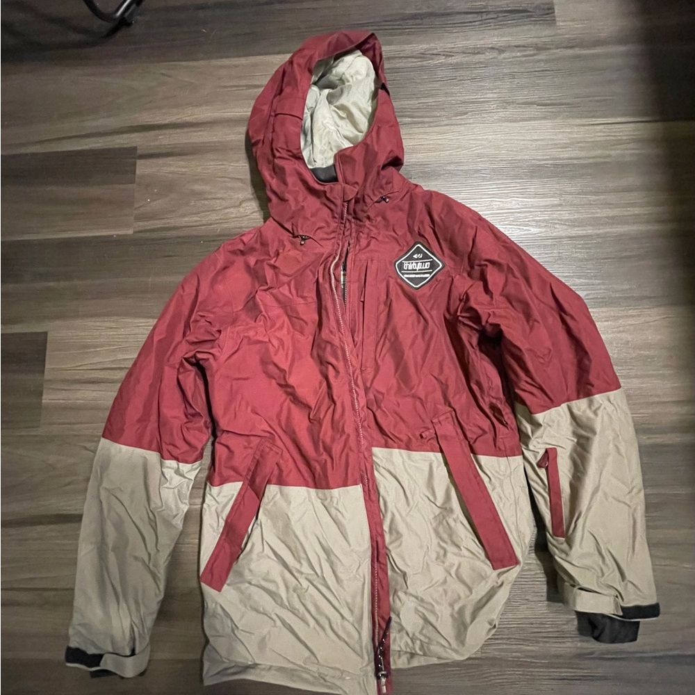 Thirty-two Red and Tan Ski & Snowboard Jacket with Hood and Zipper